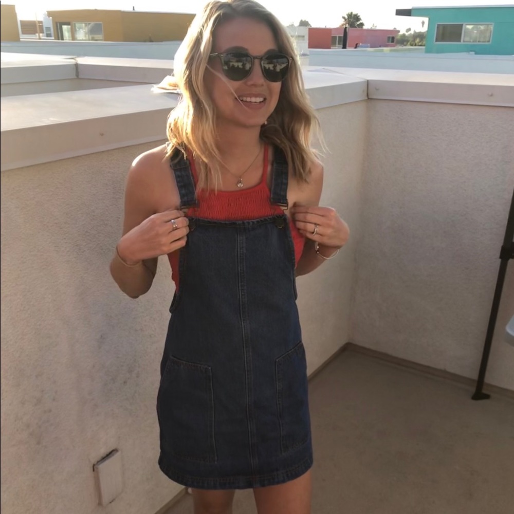 Denim dress.